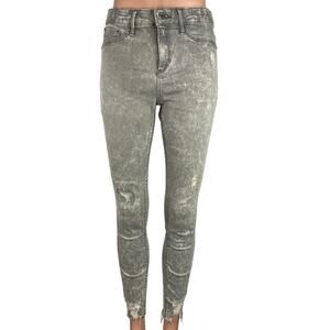 River Island Gray Acid Wash Mid Rise Cotton Stretch Denim Skinny Jeans Size 28